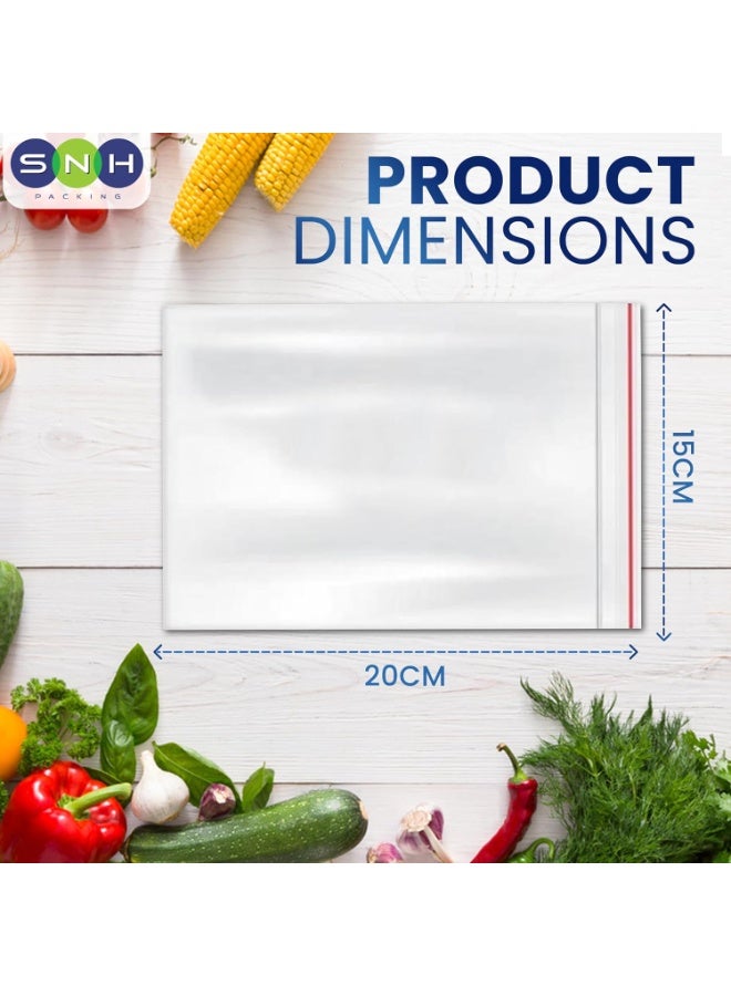 SNH Packing 100 Resealable Zip Bags - Clear Plastic Baggies15x20cm for Sandwiches, Snacks, Travel & Everyday Food Storage - Image 2